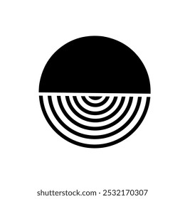 Illustrationen und Symbole eines abstrakten Mondes mit einer halben Linie