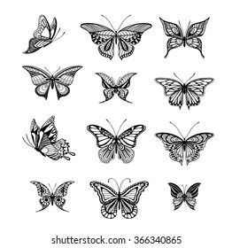 Illustrations Tattoo Style Butterflies Stock Vector (Royalty Free ...