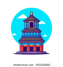 Illustrations of Temple of Heaven Chinese Tourism. World Tourism Day, Building and Landmark Icon Concept