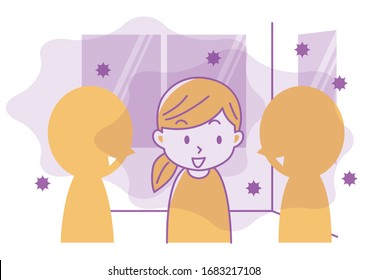 Illustrations that increase the risk of infection in a closed room with poor ventilation