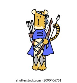 Illustrations that look like a tiger has entered the world of an RPG game.(archer)