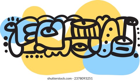  illustrations that pushes the boundaries of creativity by fusing faces, lines, circles, and fun doodle elements into abstract print designs.