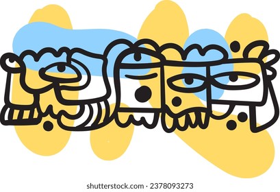  illustrations that pushes the boundaries of creativity by fusing faces, lines, circles, and fun doodle elements into abstract print designs.
