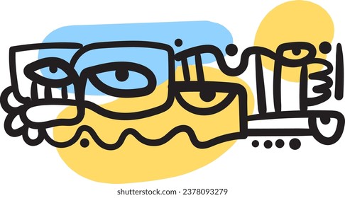  illustrations that pushes the boundaries of creativity by fusing faces, lines, circles, and fun doodle elements into abstract print designs.