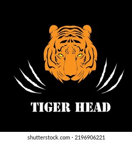 Illustrations of Tiger Head with Scratch Black Background 