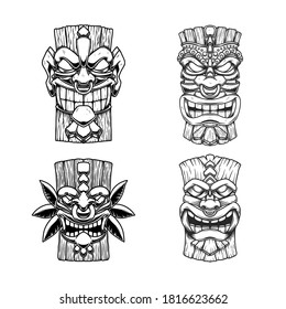 Illustrations Tiki Tribal Wooden Mask Design Stock Vector (Royalty Free ...