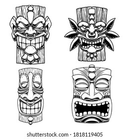 Illustrations Tiki Tribal Wooden Mask Design Stock Vector (Royalty Free ...