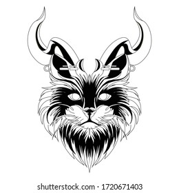 illustrations for t-shirts with animal theme designs that are cats having horns and piercing around the ears