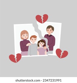 illustrations of unhappy divorce family