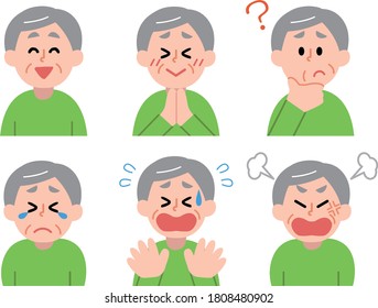 Illustrations of the upper body of a senior man