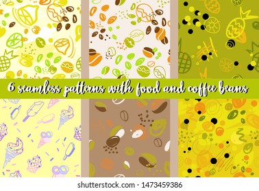 The illustrations used lime  limon  pineapple   coffee as the main element  There is also an abstract pattern  gamut colors used warm 