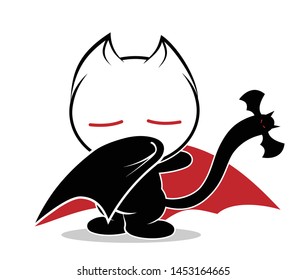 Illustrations of vampire cat action on white background, Animals action vector.