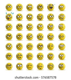 illustrations of variety  expression of yellow smile icon avatar cartoon over isolated white background