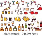 Illustrations of various alcoholic beverages