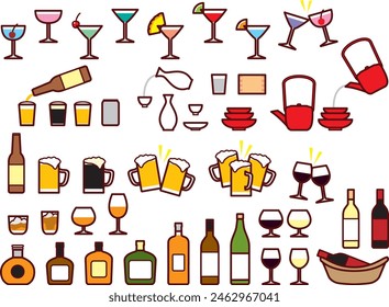 Illustrations of various alcoholic beverages