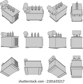 Illustrations of various angles of generators that can be used for substation, power plants, and electrical construction