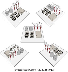 Illustrations of various angles of generators that can be used for substation, power plants, and electrical construction