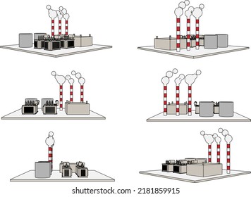 Illustrations of various angles of generators that can be used for substation, power plants, and electrical construction