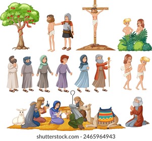 Illustrations of various biblical figures and moments