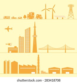 Illustrations of various buildings