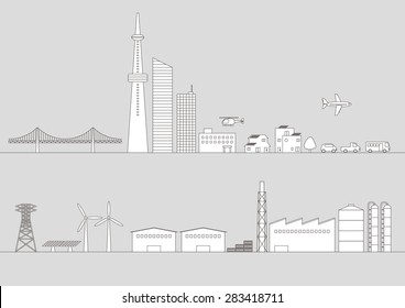 Illustrations of various buildings