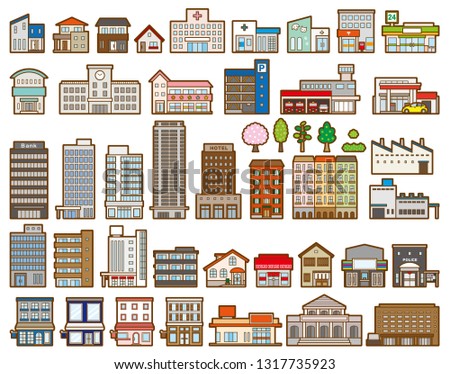 Illustrations of various buildings