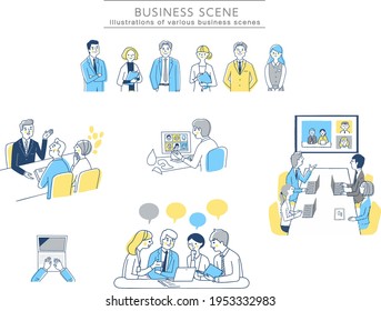 Illustrations of various business scenes
set