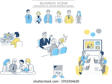 Illustrations of various business scenes
set