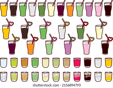 Illustrations of various drinks with cream on