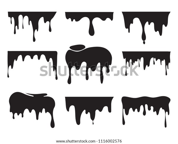Illustrations Various Dripping Black Paint Vector Stock Vector (Royalty