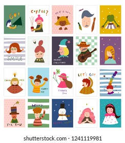 Illustrations of various expressions and situations Postcards