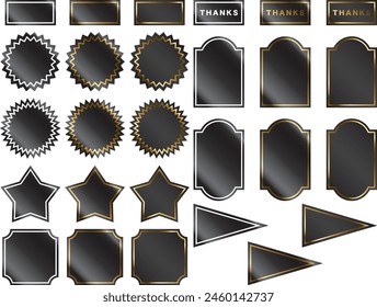 Illustrations of various glossy labels
