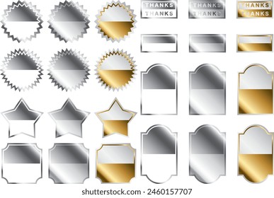 Illustrations of various glossy labels