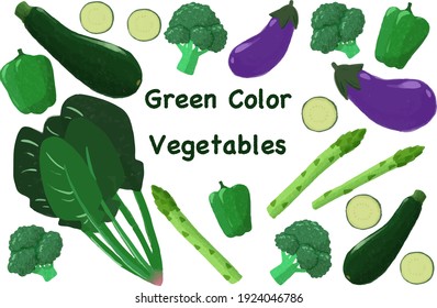 illustrations of various green vegetables