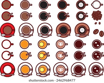 Illustrations of various hot drinks