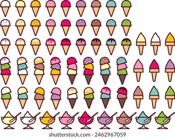 Illustrations of various ice creams