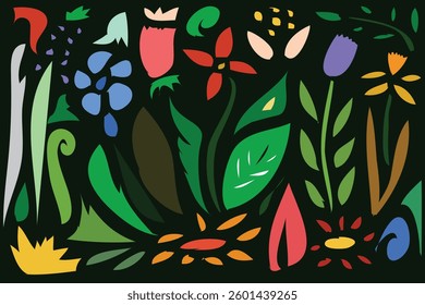 Illustrations of various kinds of plants and flowers for wallpaper and painting