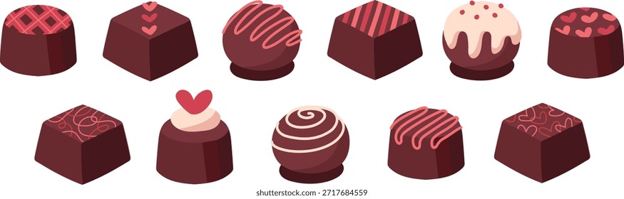 Ilustraciones de varios tipos de chocolates Pequeños