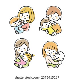 Illustrations of various mothers and babies.