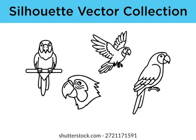 Ilustraciones de varios loros aislados sobre fondo blanco, Vector