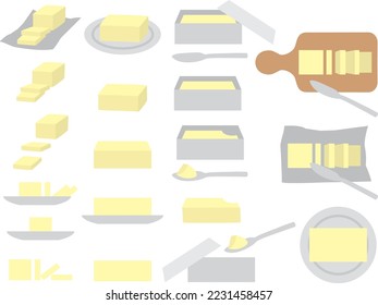 Illustrations of various patterns of butter