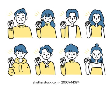 Illustrations of various people encouraging set 