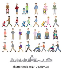 Illustrations of various people / Family