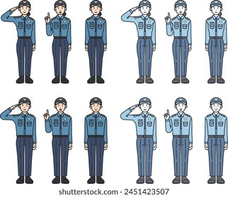 illustrations of various police poses