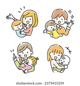 Illustrations of various positive mothers and babies.