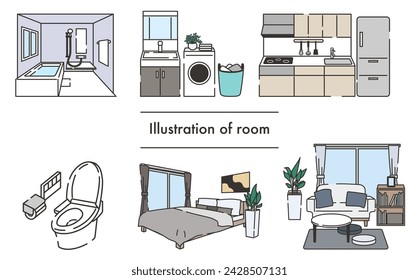 The illustrations of various rooms