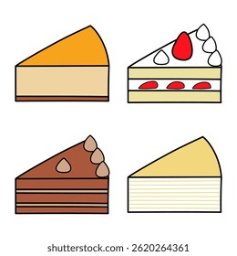 Illustrations of various slices of cake