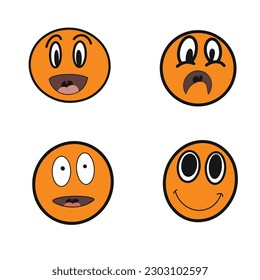 illustrations of various styles and shapes of cute emoji faces