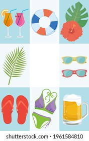 Illustrations of various summer items
