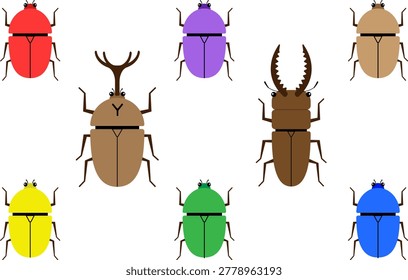 Illustrations of various types of beetles